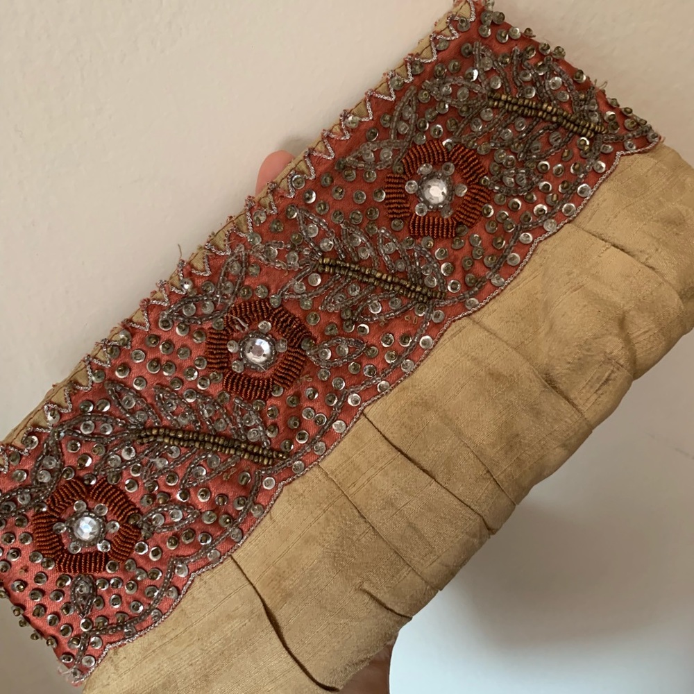Indian-style embellished sequin clutch
